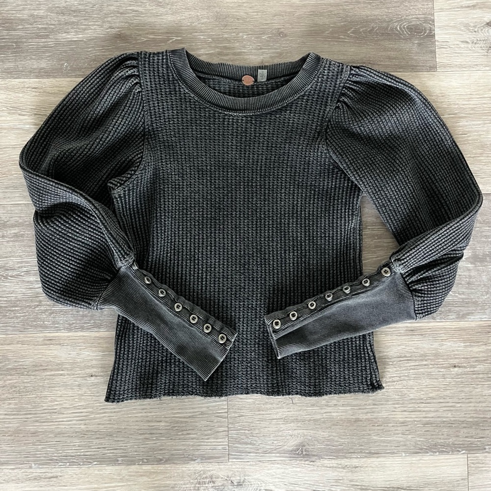 Free People One Wesley Thermal Top S Charcoal